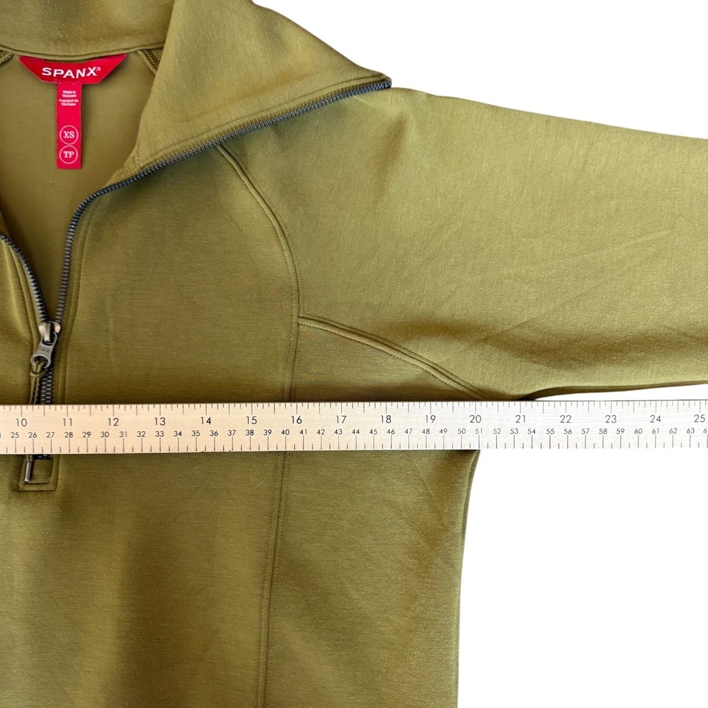 Spanx AirEssentials Half Zip Pullover Olive Green Sweatshirt XS 49202R - Picture 5 of 6